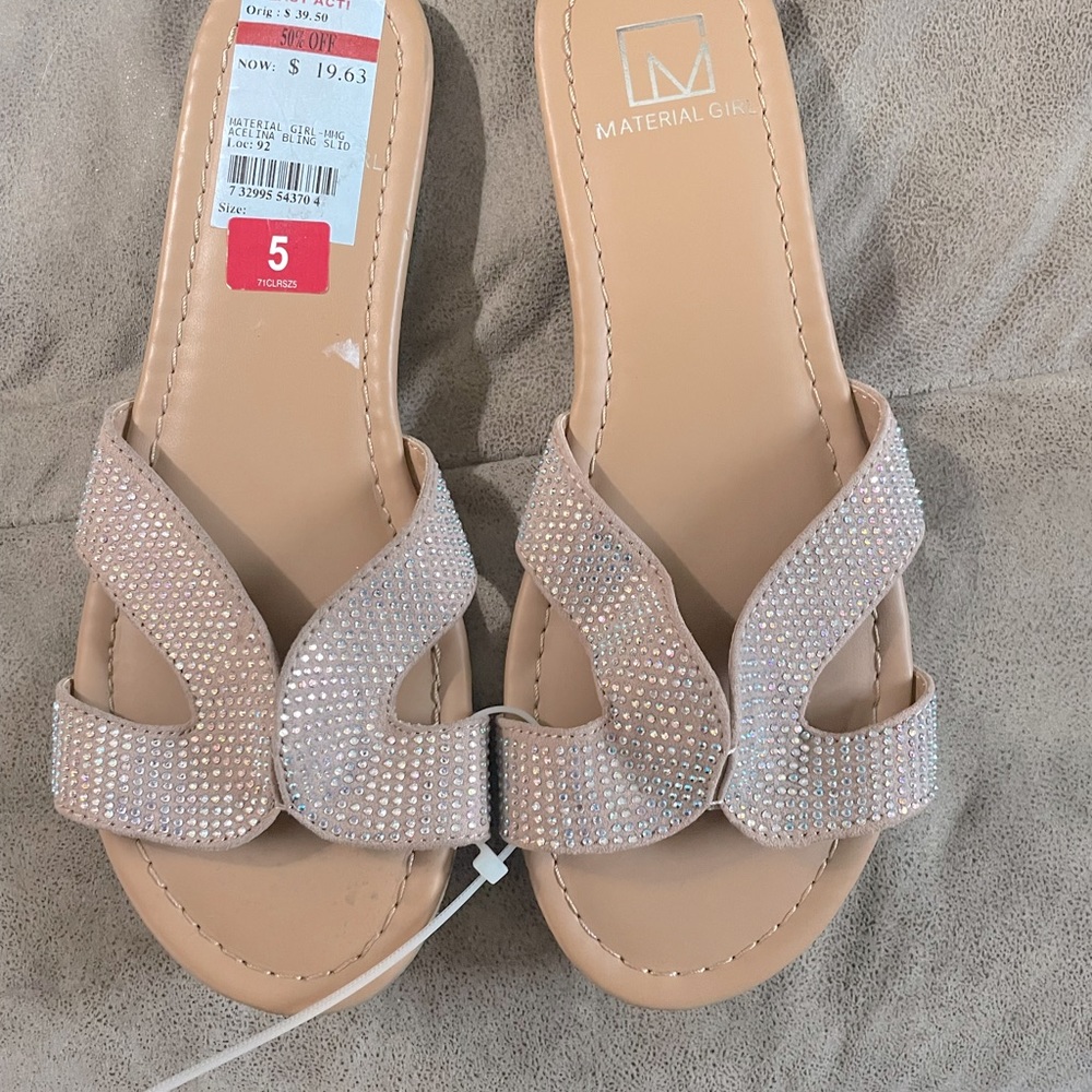 Brand New Blush silver flat sandals